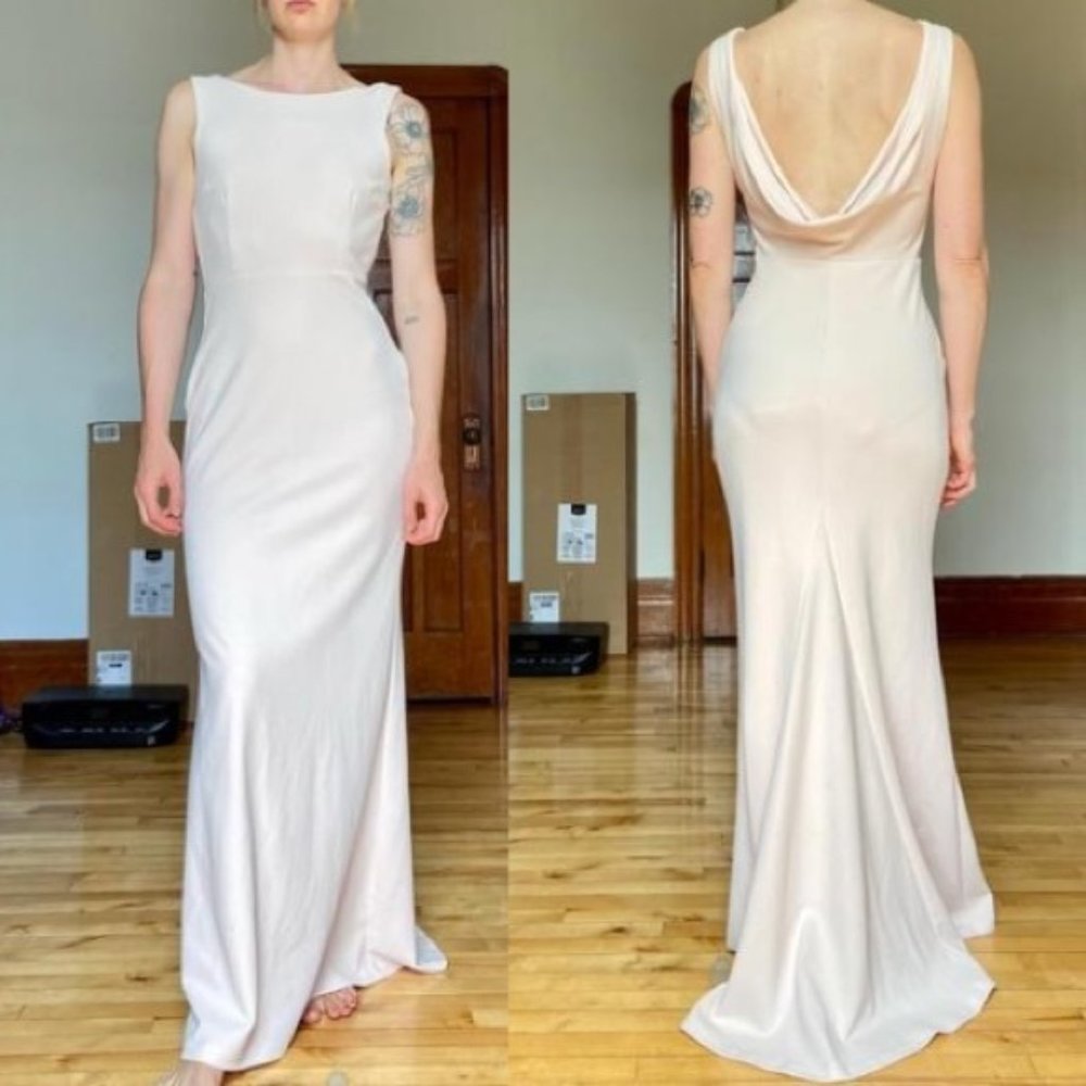 Lulus maxi scoop back form fitted dusty pink  dress